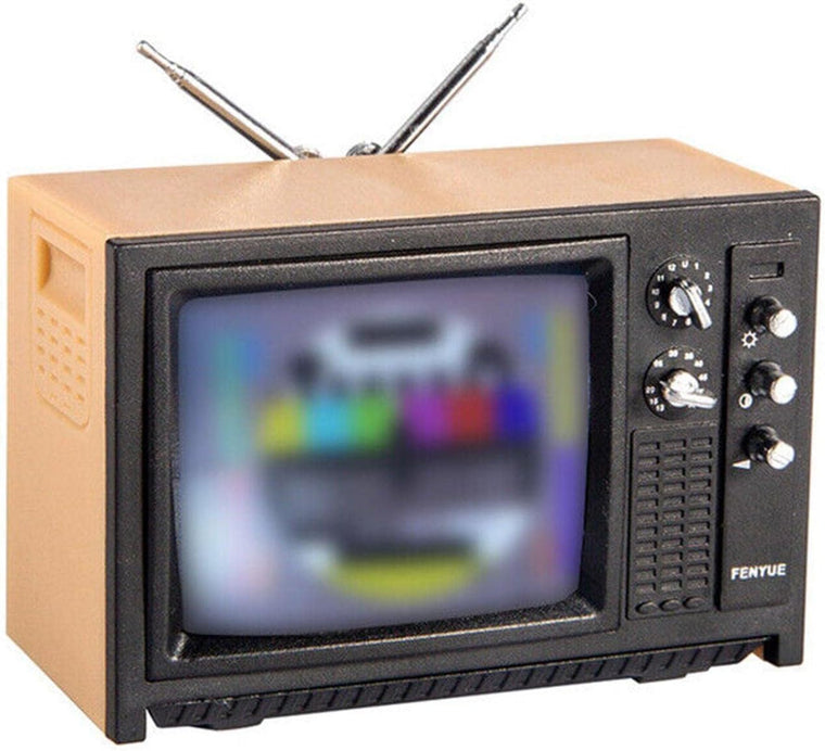 1:12-Scale Vintage Miniature Television with Picture for Dollhouse Bedroom and Living Room Decor